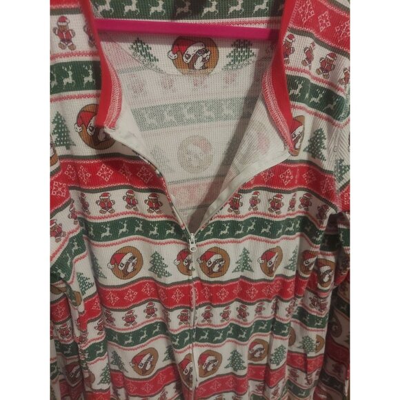 Buc-ees Adult 2X Christmas Pajamas PJ Waffle Knit Zip One Piece Santa Beaver - Picture 9 of 15